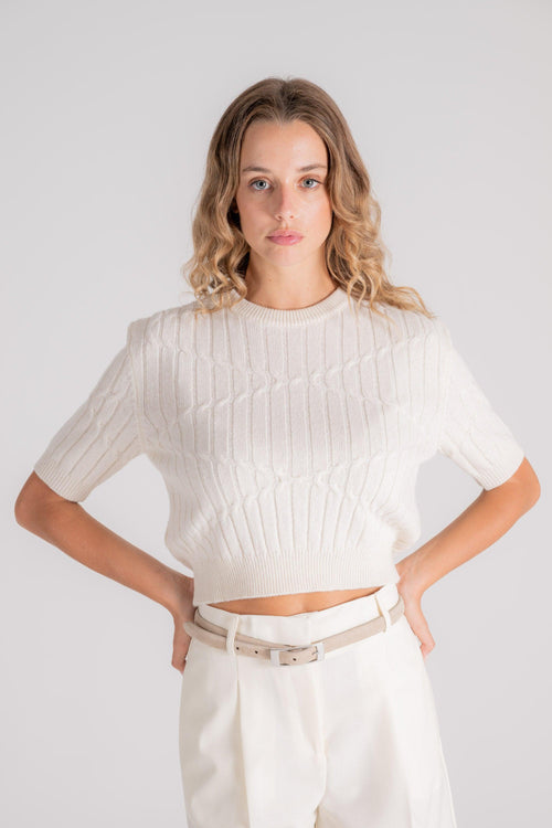 Maglia Ilaria Cashmere/Poliammide Beige - 2