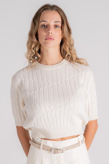 Maglia Ilaria Cashmere/Poliammide Beige - 3