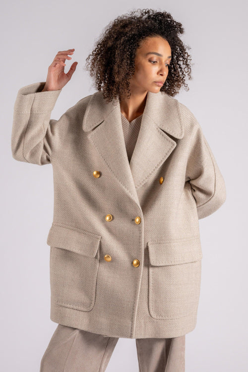 0205 Cappotto 100% Lana Vergine Beige - 2