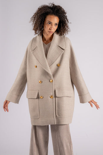 0205 Cappotto 100% Lana Vergine Beige - 3