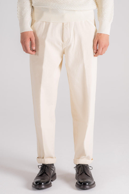 Slacks Pantalone in Cotone Elastam Beige