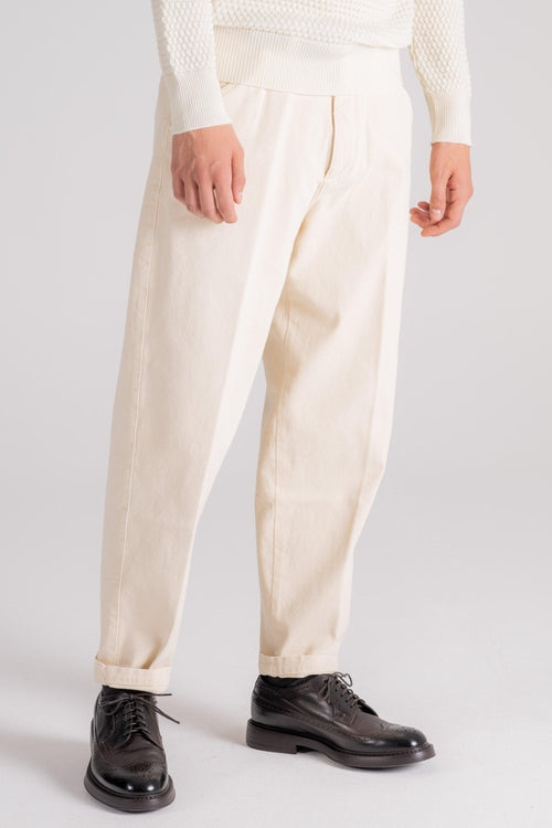 Slacks Pantalone in Cotone Elastam Beige - 2