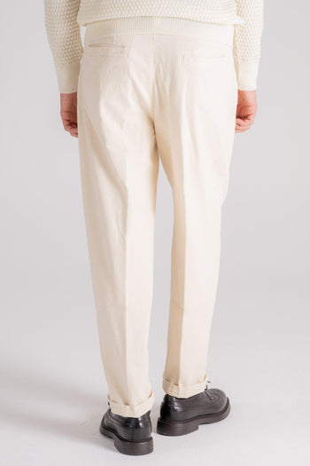 Slacks Pantalone in Cotone Elastam Beige - 3