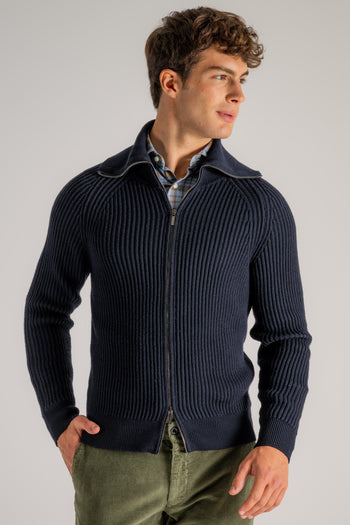 Maglia Full Zip Blu Uomo - 3