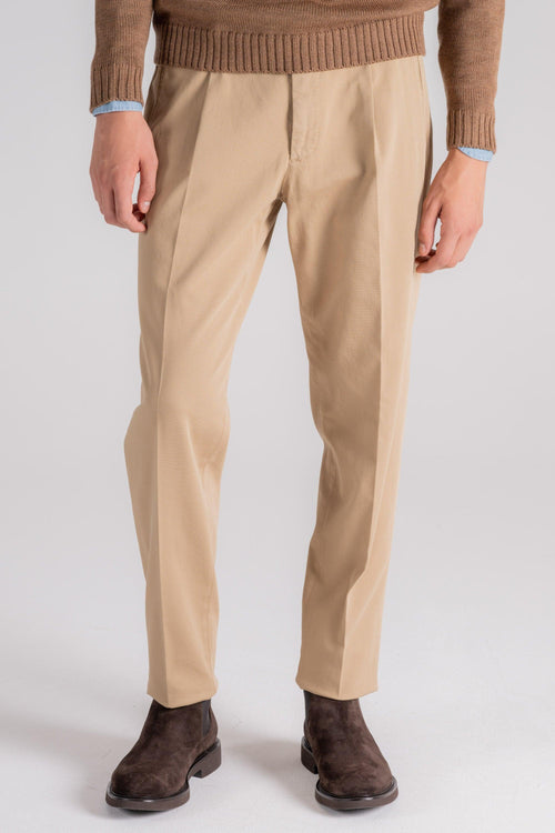 Pantalone Beige in Cotone/Elastam