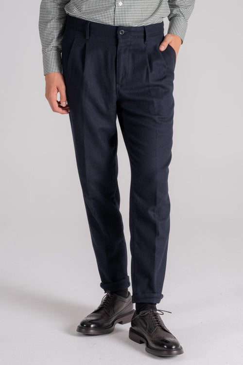 Slacks Pantalone Lana Vergine/Poliestere Blu