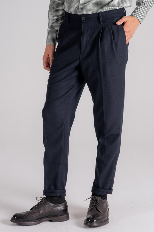 Slacks Pantalone Lana Vergine/Poliestere Blu - 2