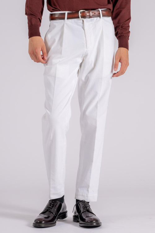 Pantalone Velluto Millerighe Bianco - 1