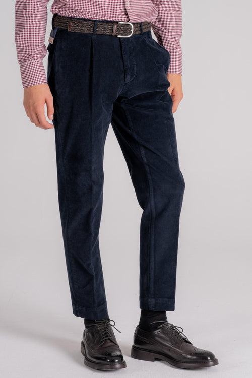 Pantalone Blu in Cotone/Elastam - 2