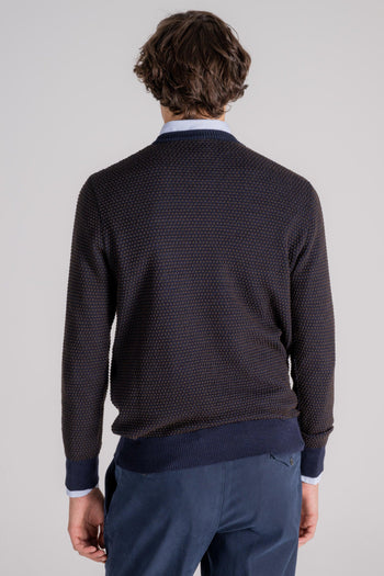 Maglia Girocollo Lana Merino Blu - 5