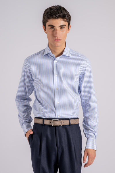 Camicia Slim 100% Cotone Azzurro