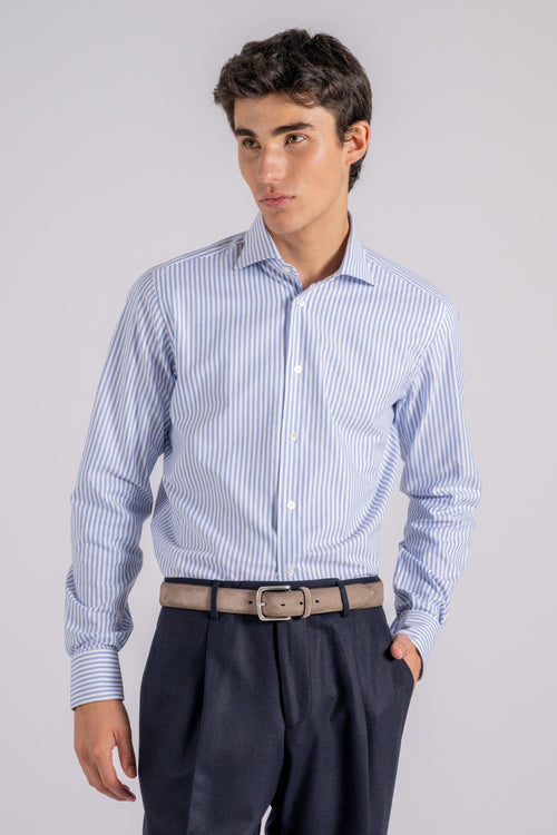 Camicia Slim 100% Cotone Azzurro - 2