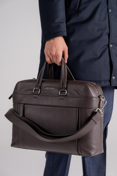 Borsa Briefcase In Pelle Marrone Uomo