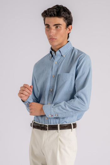 Camicia blu 100% Cotone - 4