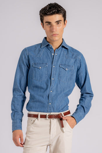 Camicia Texano Cotone blu - 3