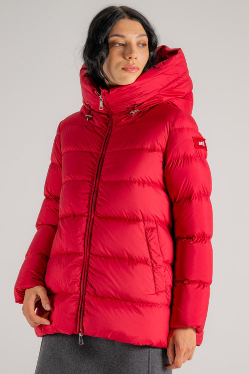 Hooded Down Jacket Rosso Donna - 2