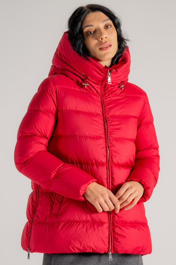 Hooded Down Jacket Rosso Donna - 3