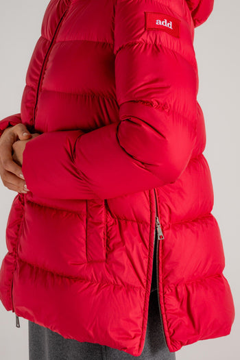 Hooded Down Jacket Rosso Donna - 5