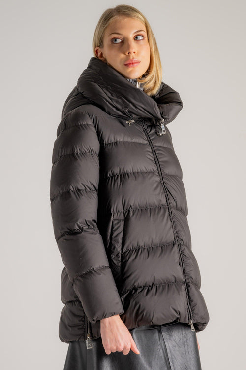 Hooded Down Jacket Nero Donna - 2