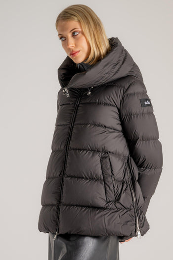 Hooded Down Jacket Nero Donna - 3