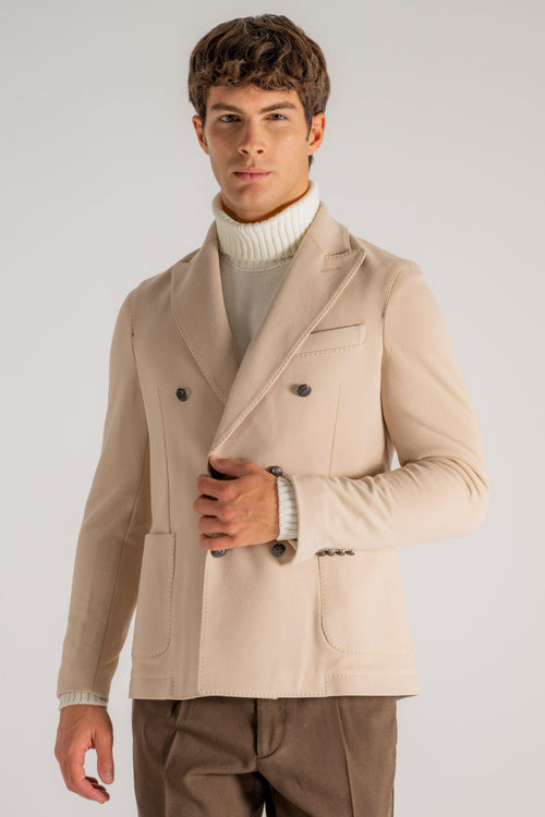 1901 Giacca Doppio Petto Felpa Beige Uomo