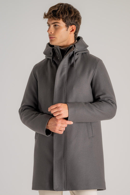 Parka In Lana Grigio Uomo