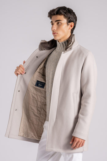 Piumino Carcoat con Collo in Faux Fur Lana/Poliammide Bianco - 3