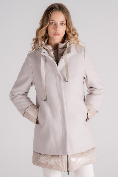 Cappotto A-Shape New City Glamour in Lana Vergine/Poliammide Bianco