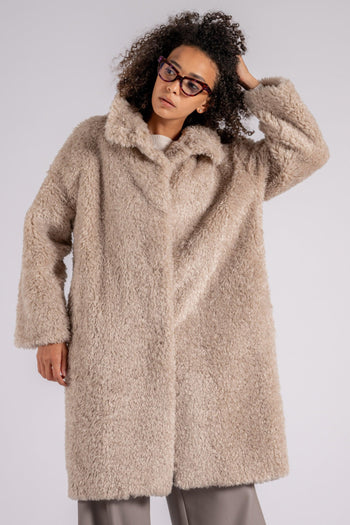 Cappotto Curly Faux Fur Poliestere Bianco - 3