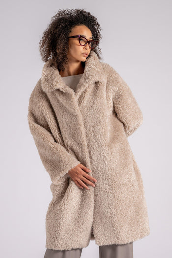 Cappotto Curly Faux Fur Poliestere Bianco - 4