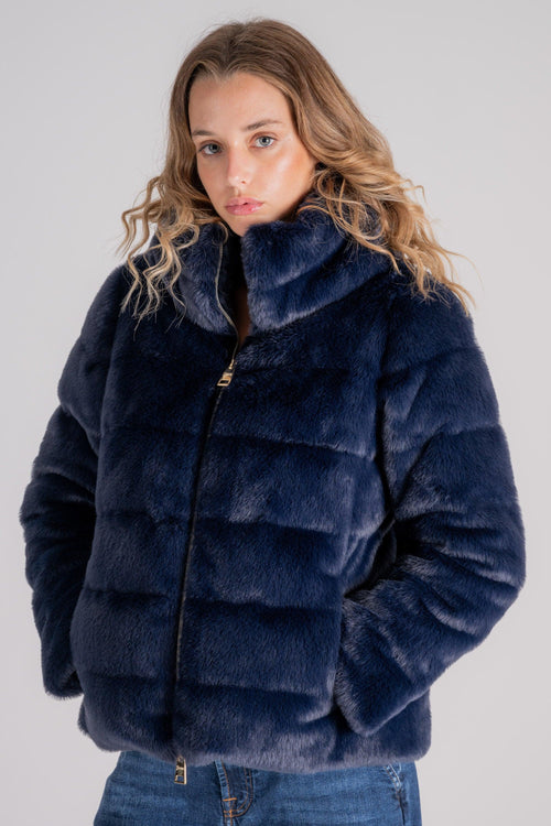 Cappa Piumino in Faux Fur Blu - 2