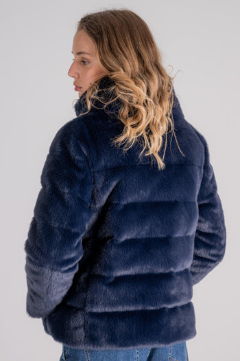 Cappa Piumino in Faux Fur Blu - 4