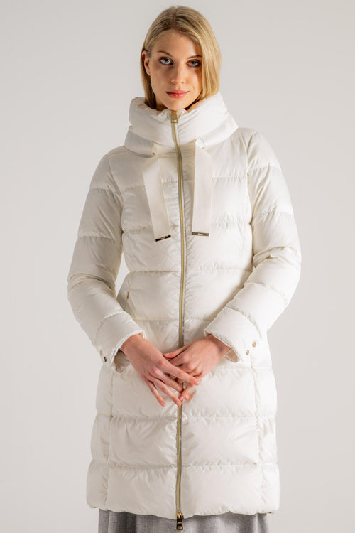 Cappotto Medio In Raso Bianco Donna