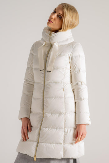 Cappotto Medio In Raso Bianco Donna - 3