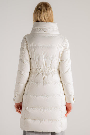 Cappotto Medio In Raso Bianco Donna - 4