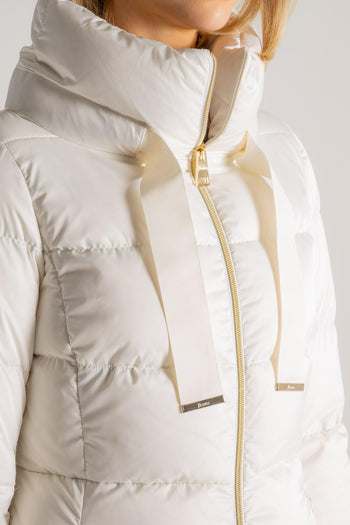 Cappotto Medio In Raso Bianco Donna - 5