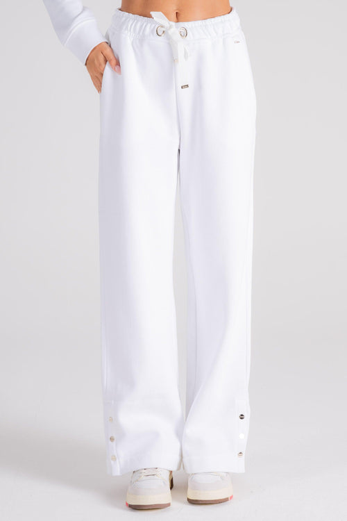 Pantalone con Dettaglio Bottoni Cotone/Poliestere Bianco