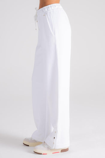 Pantalone con Dettaglio Bottoni Cotone/Poliestere Bianco - 3