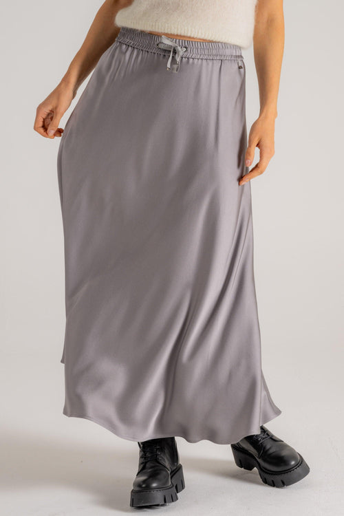 Gonna Svasata In Satin Grigio Donna - 2