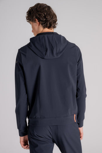 Fleece con Cappuccio e Zip Blu in Poliammide/Elastam - 3