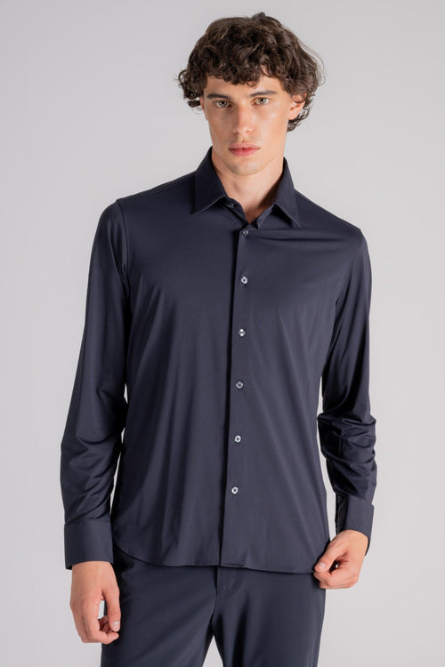 Camicia Oxford in Poliammide/Elastam Blu