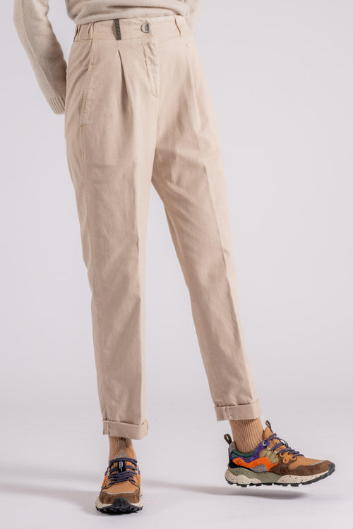 Pantalone Gabardina in Cotone/Tencel/Seta Beige - 2