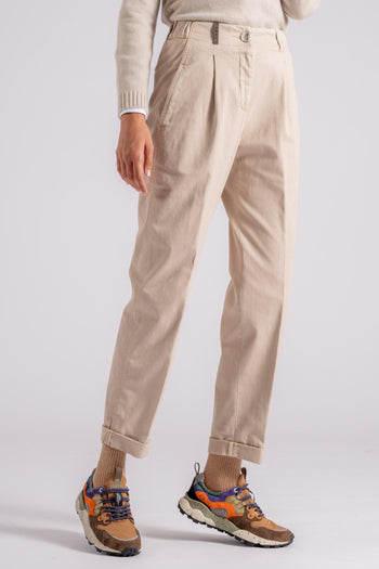 Pantalone Gabardina in Cotone/Tencel/Seta Beige - 3