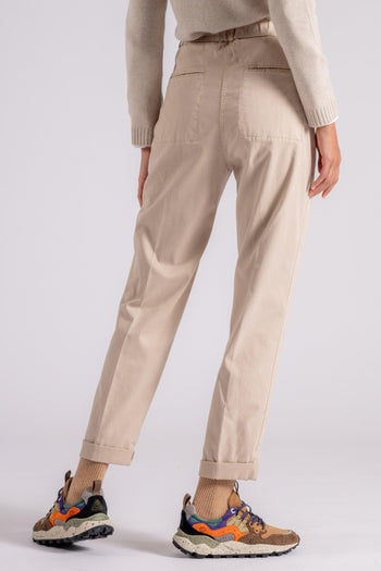 Pantalone Gabardina in Cotone/Tencel/Seta Beige - 4