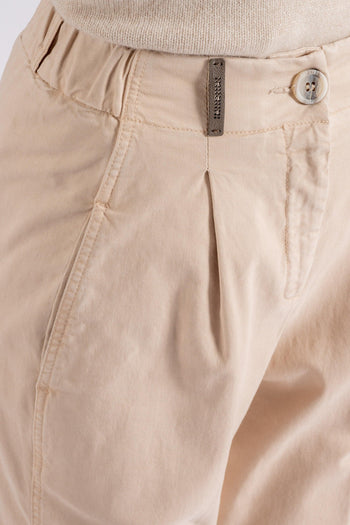 Pantalone Gabardina in Cotone/Tencel/Seta Beige - 5