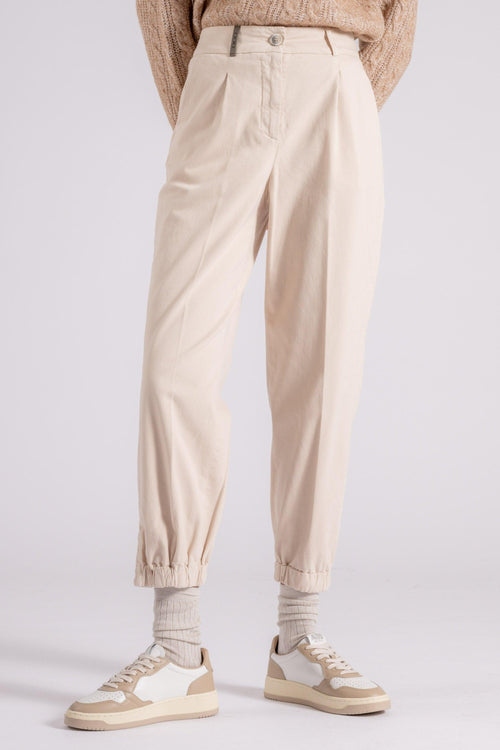 Pantalone Gabardina in Cotone Beige - 2