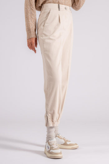 Pantalone Gabardina in Cotone Beige - 4