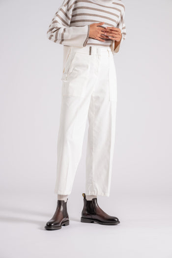 Pantalone Gabardina in Cotone/Tencel Bianco - 4