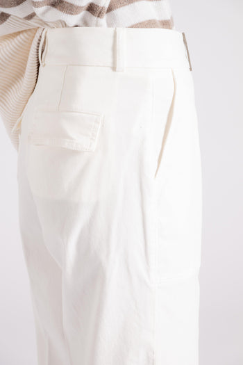 Pantalone Gabardina in Cotone/Tencel Bianco - 5