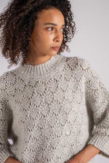 Maglia in Tricot Alpaca/Poliestere/Nylon Grigio - 6